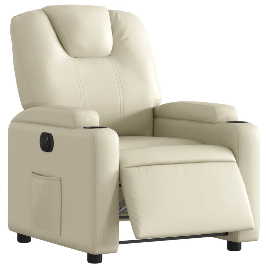 Poltrona | Sedia Relax Reclinabile Elettrica Crema in Similpelle