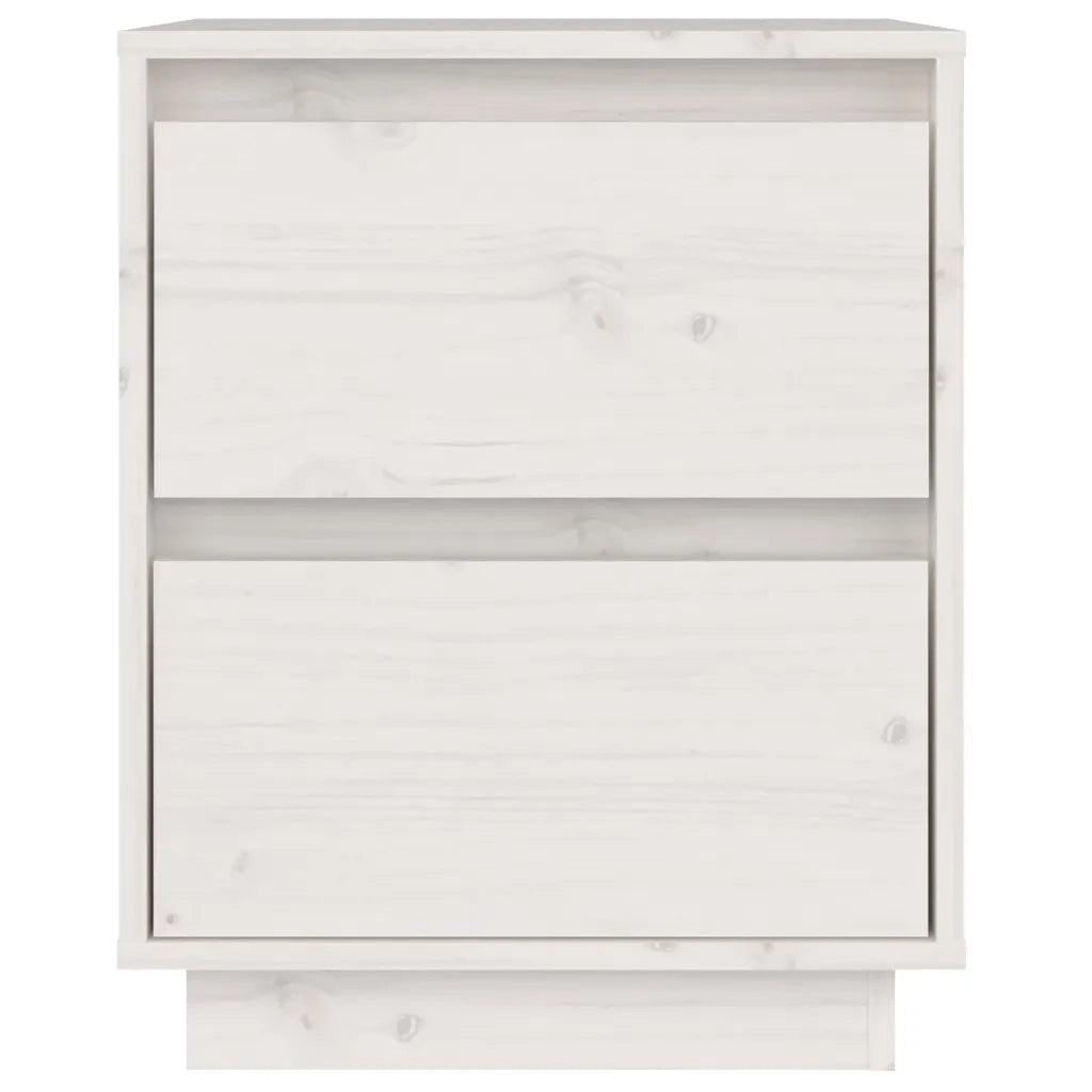 Comodini 2 pz Bianchi 40x35x50 cm in Legno Massello di Pino 813318