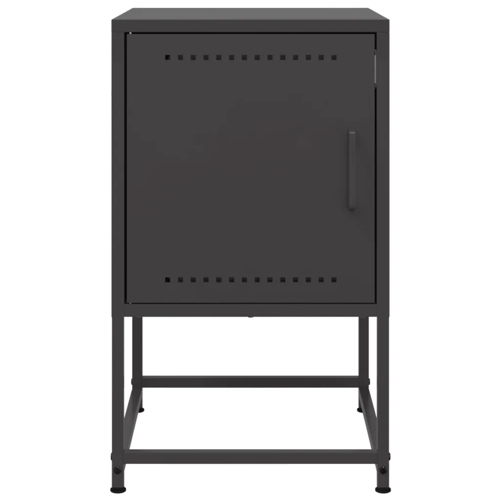 Comodino | Armadio da Notte | Mobiletto da notte Nero 36x39x60,5 cm in Acciaio