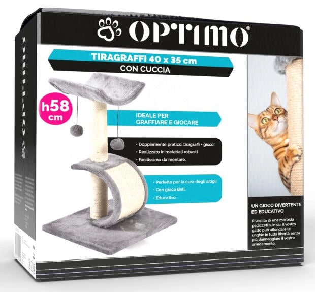 OPTIMO TIRAGRAFFI CON CUCCIA 40 X 35 X H 58 CM GRIGIO E BEIGE
