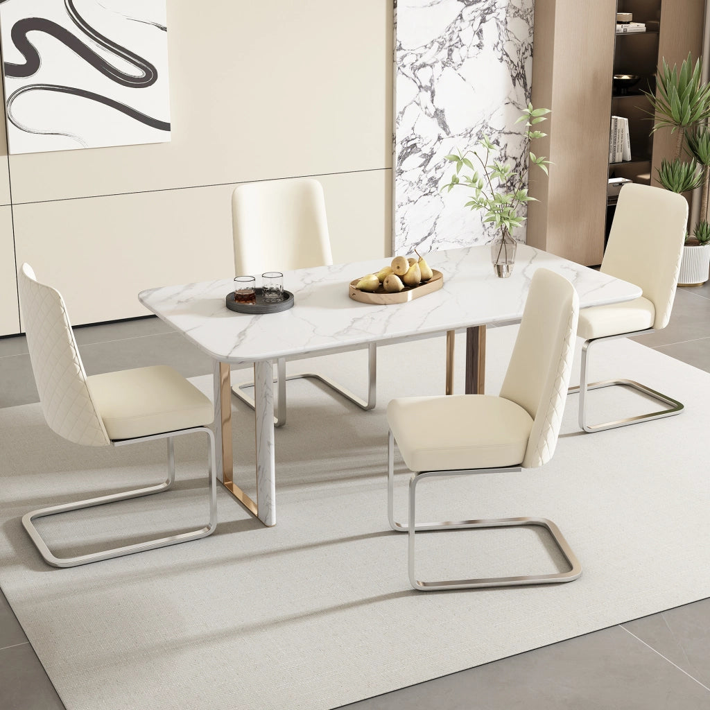 SEDIA da pranzo in velluto beige e silver, Set da 6 pezzi