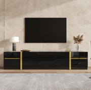 TV-Schrank lucido nero con 4 cassetti e 2 ante; MDF e pannello truciolare