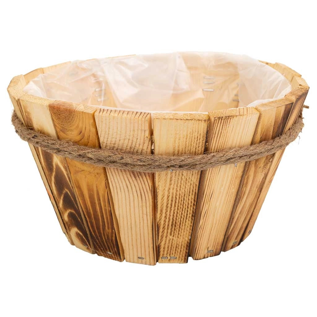 Cesto in legno e corda marrone d22x12h