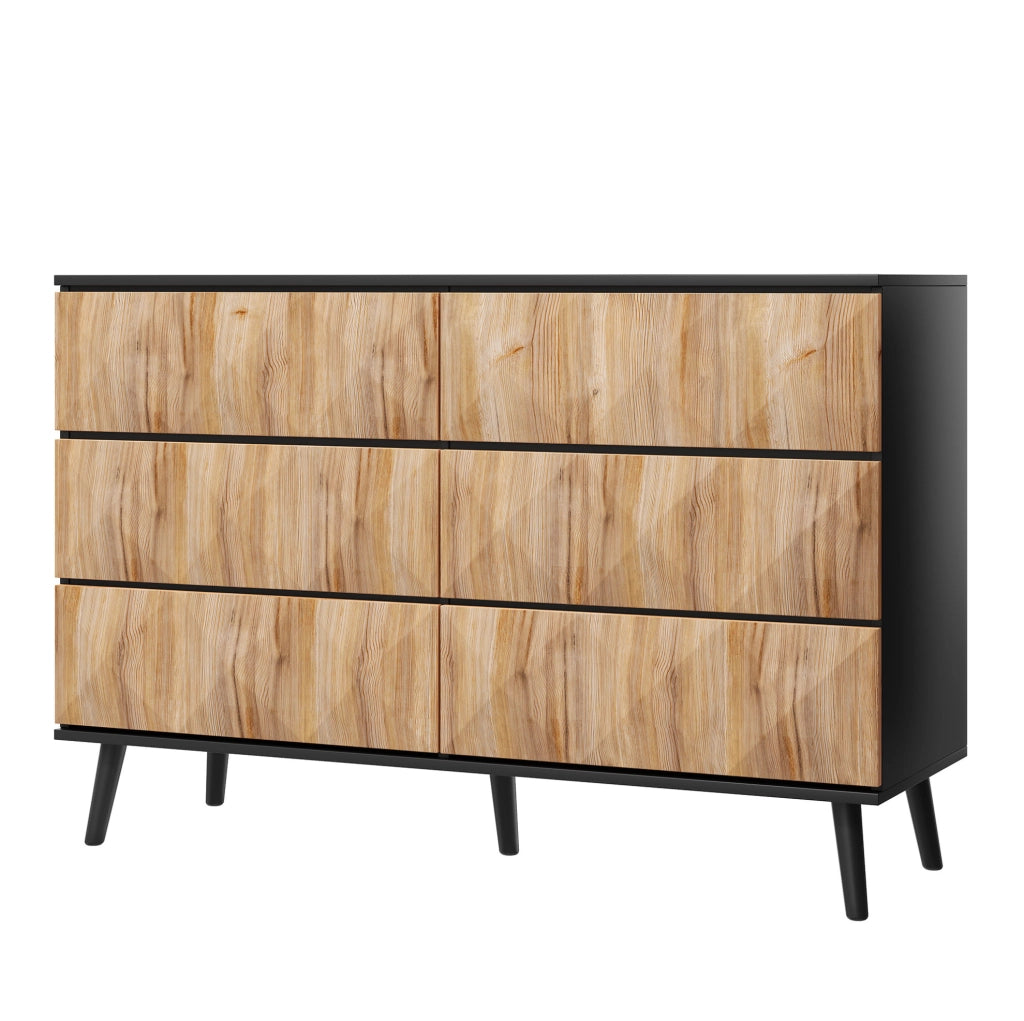 Sideboard moderno 120x40x85 cm con 6 cassetti