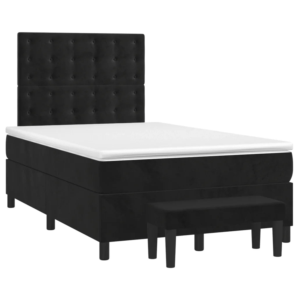 Giroletto a Molle con Materasso Nero 120x190 cm in Velluto 3270495