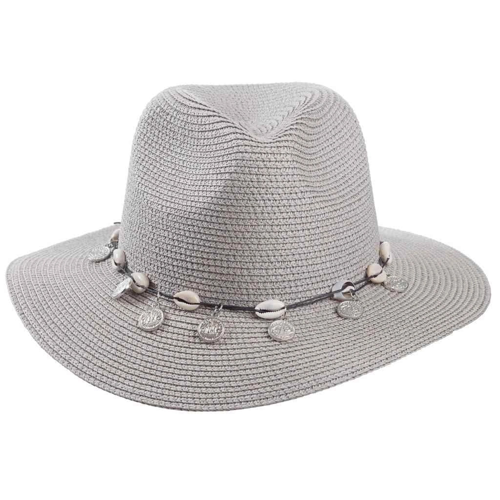 Cappello panama grigio con decoro 58