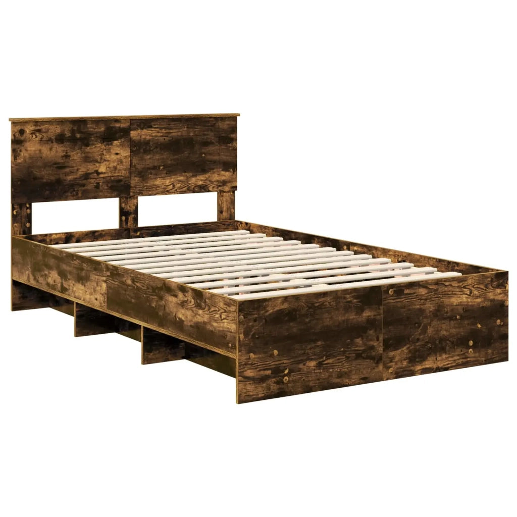 Letto matrimoniale | Letto per adulti | Struttura del letto Rovere fum¨¦ 120 x 123 cm Legno multistrato