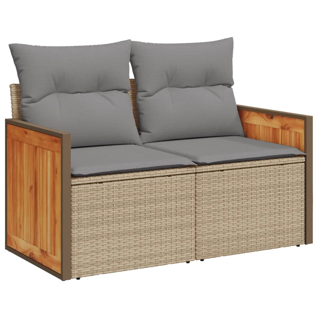 Set Divano da Giardino 6 pz con Cuscini Beige in Polyrattan 3227683