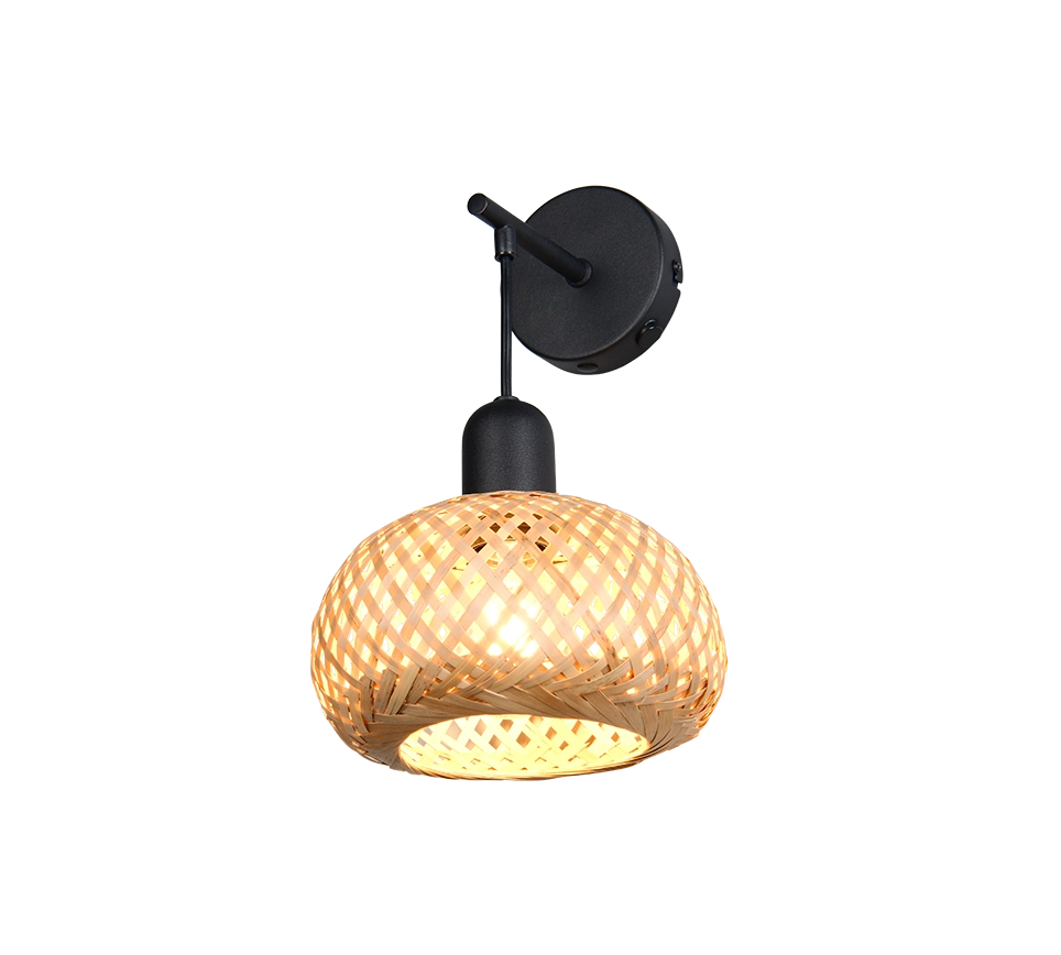 Applique, bambù e metallo nero, H 31 cm, Leonie
