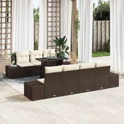 Set di divani con cuscino 8 pcs Marrone e Crema polyrattan