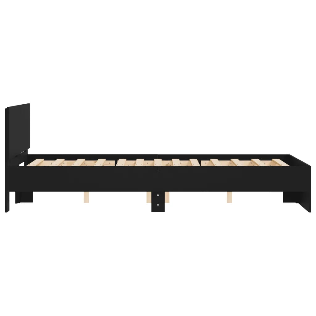 Letto matrimoniale | Letto per adulti | Giroletto con Testiera Nero 120x200 cm