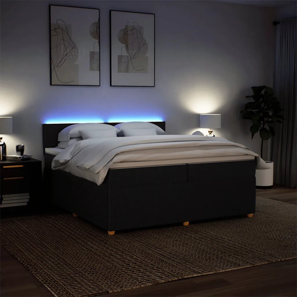 Giroletto a Molle con Materasso Nero 200x200 cm in Tessuto 3289865