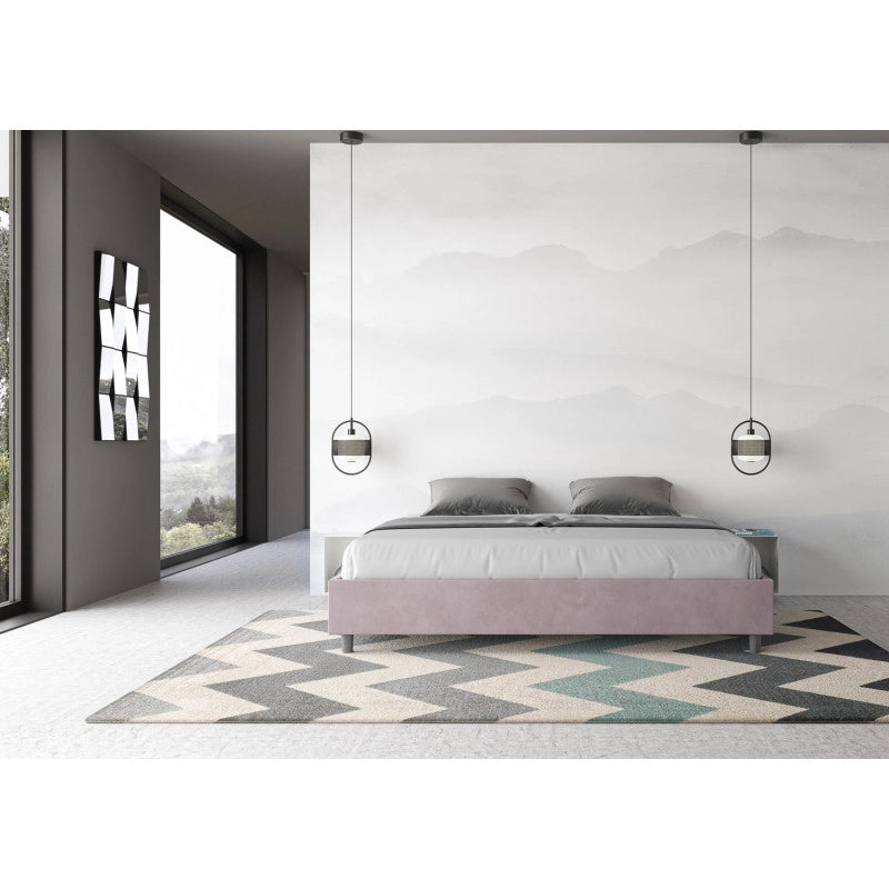 Letto imbottito Matrimoniale 180x200 cm Azelia - Contenitore,Glicine,Microfibra