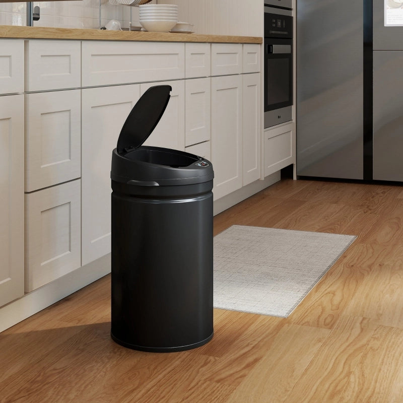 Cestino automatico con sensore 30 l in acciaio inox nero con chiusura soft-close per cucina e ufficio