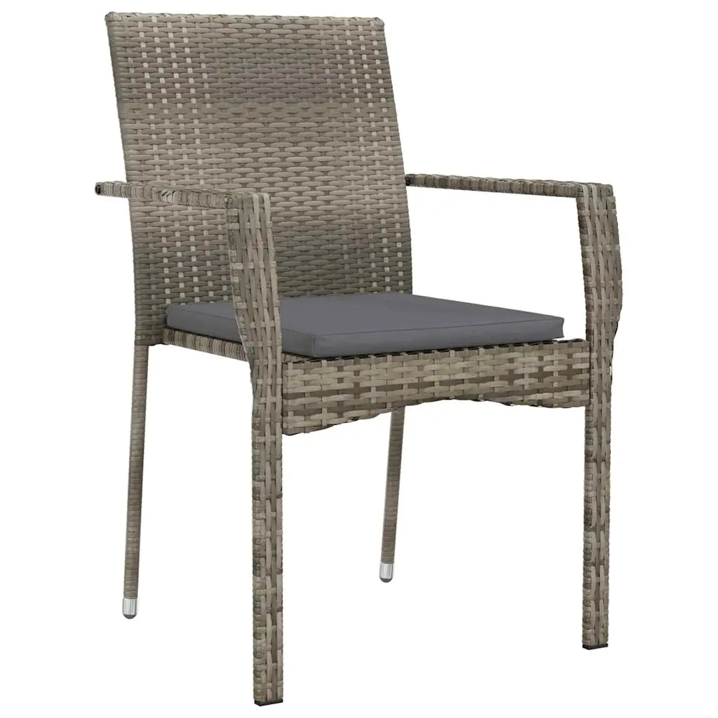 Set da Pranzo per Giardino con cuscino 9 pcs Grigio polyrattan 3380098