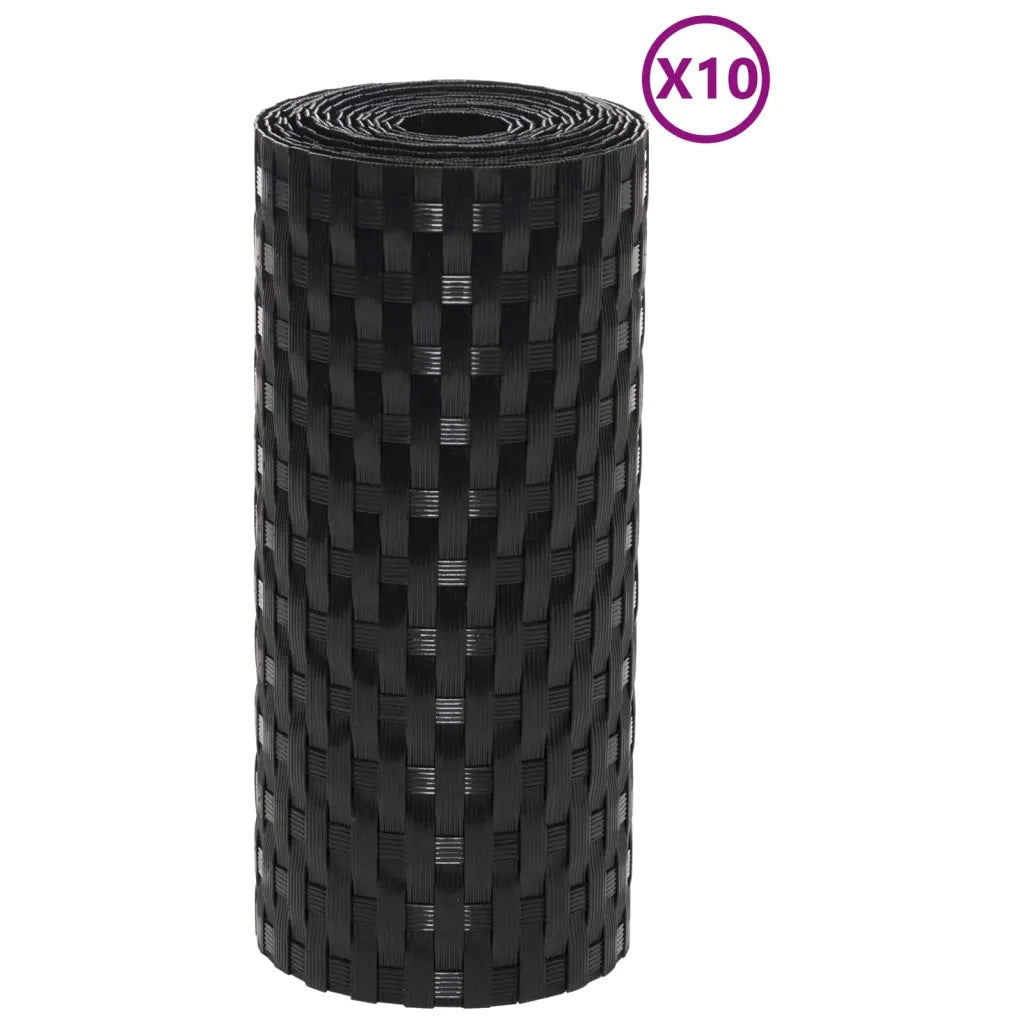 Schermi da Balcone 10 pz | Paravento Neri 255x19 cm in Polyrattan