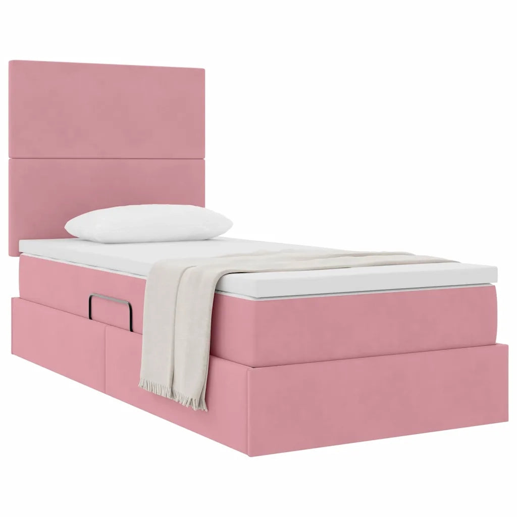 Letto con contenitore e materasso Rosa 90 x 200 cm Velluto 3371948