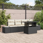 Set di divani con cuscino 5 pcs Nero e Crema polyrattan