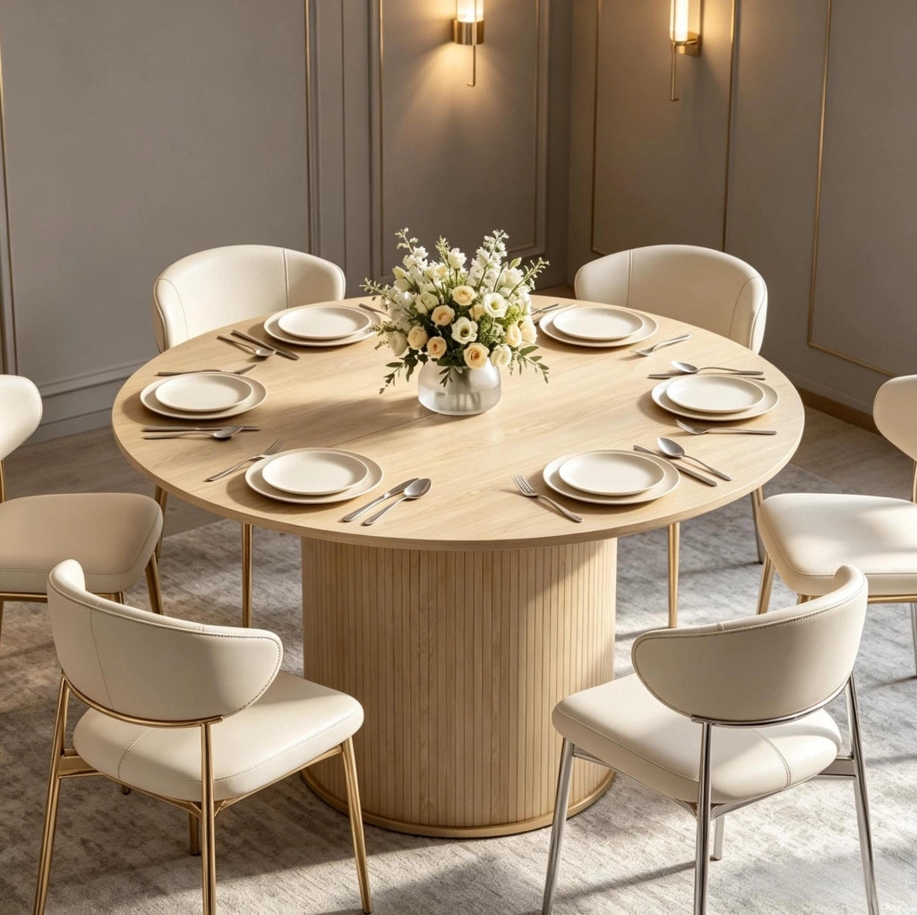 Tavolo da pranzo rotondo Ø120 cm effetto legno naturale