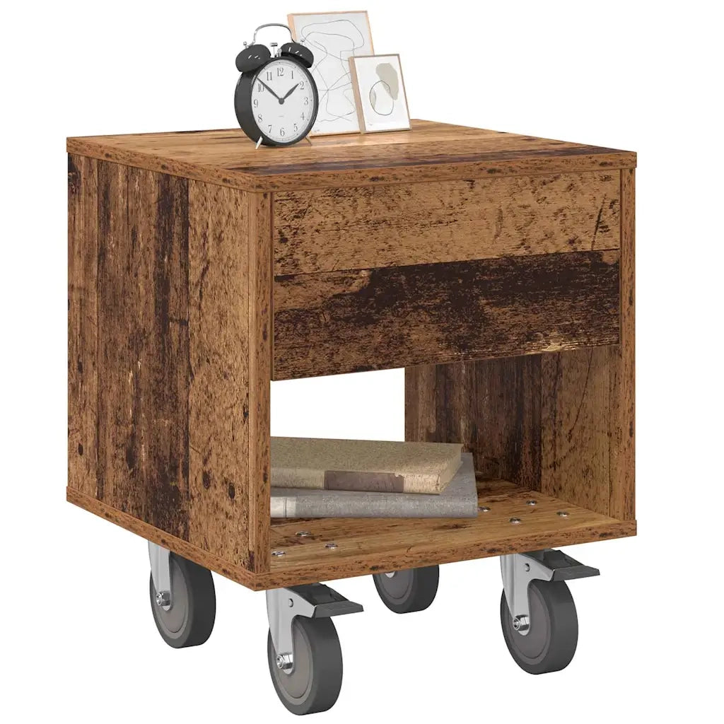 Set di 2 Comodini | Armadio da Notte | Mobiletto da notte Legno vecchio 40,5 x 40 x 48 cm