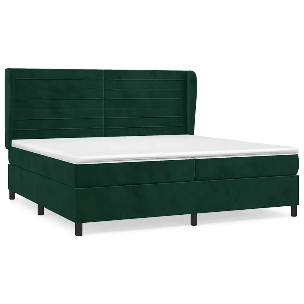 Giroletto a Molle con Materasso Verde Scuro 200x200 cm Velluto 3129294