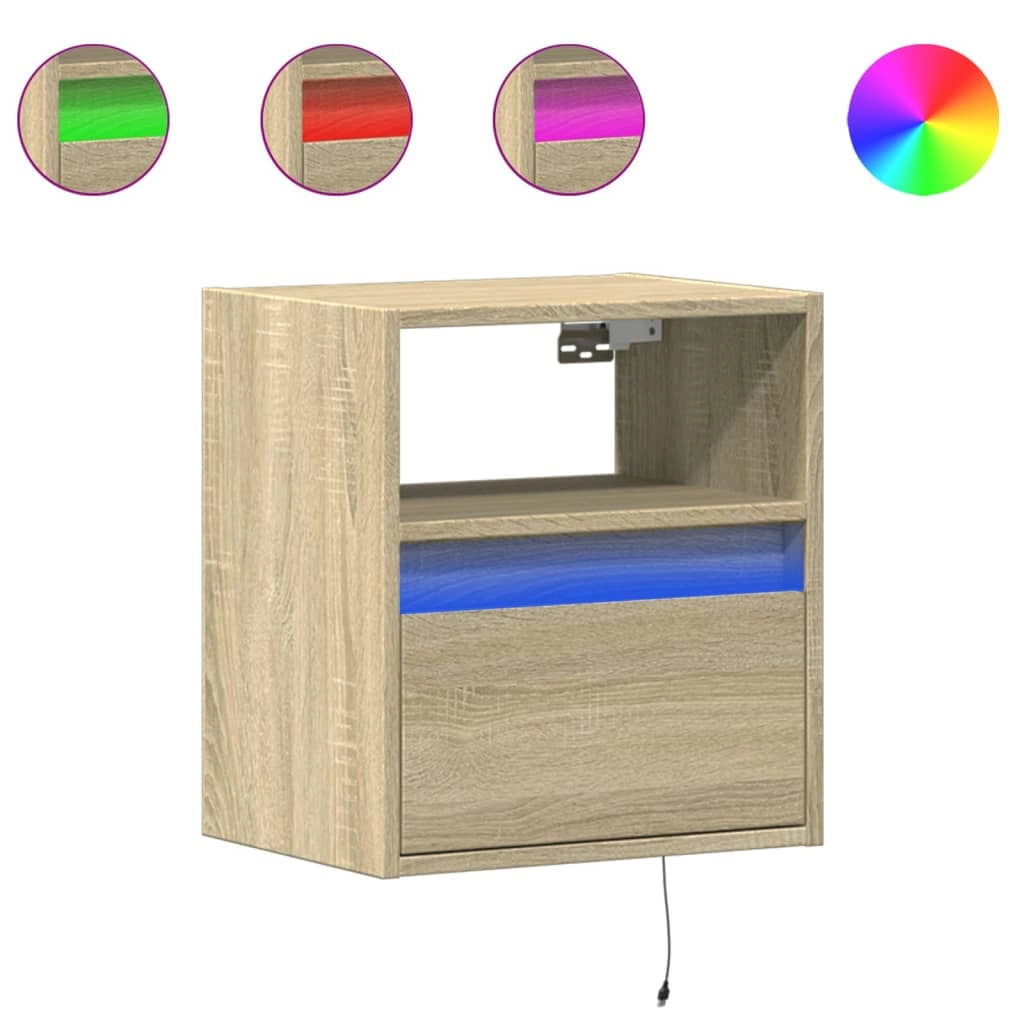 Mobile TV multimediale mensola TV credenza mobile TV sala da pranzo soggiorno parete attrezzata per camera da letto con luci LED rovere Sonoma 41 x 31 x 45 cm marrone 02_0028017