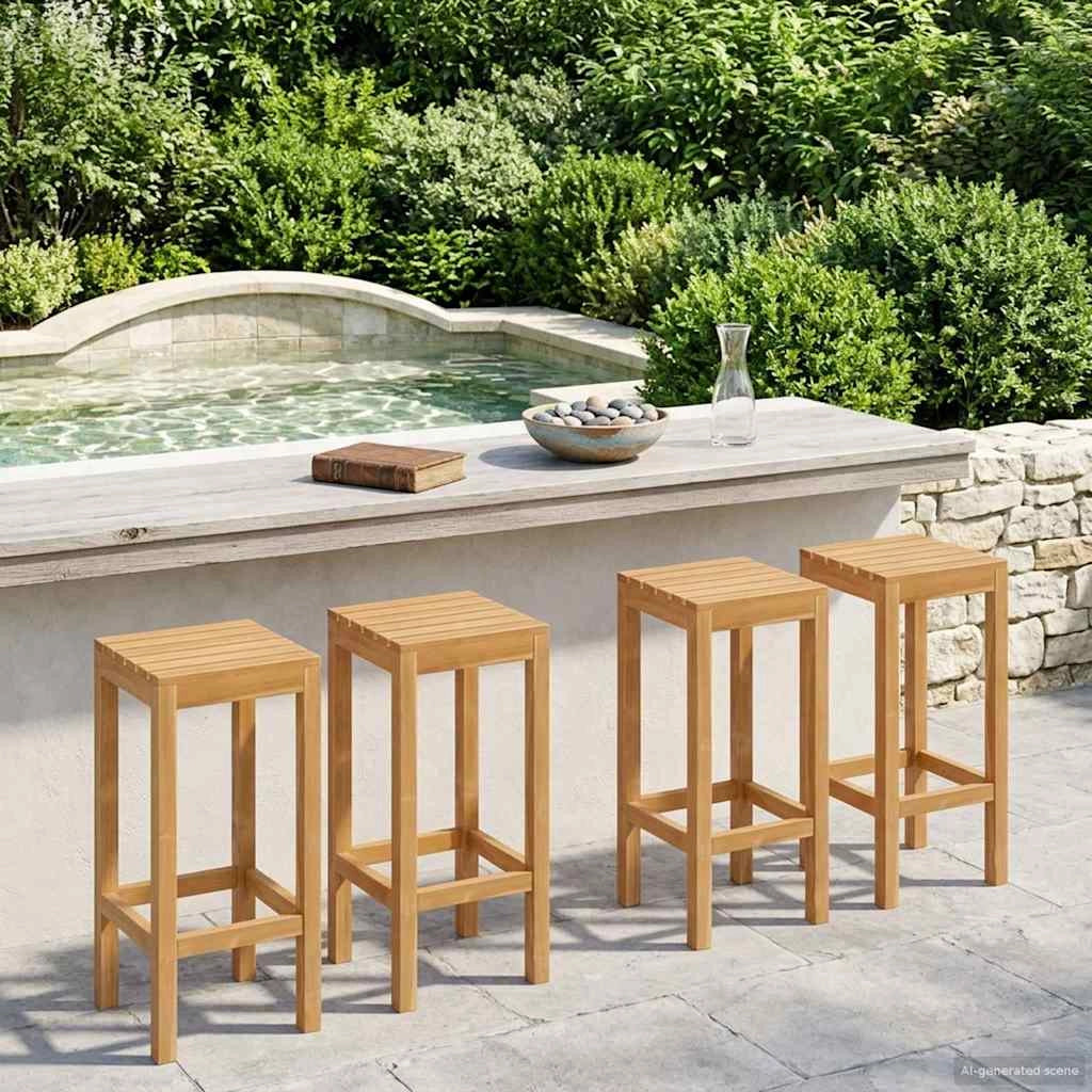 Sgabello da bar 4 pz Naturale Legno di teak solido 42030010