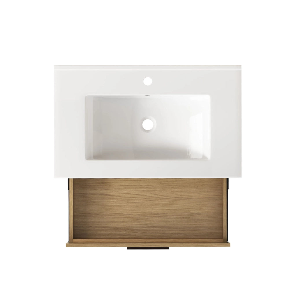 Mobile bagno 75 cm in quercia chiara con 2 cassetti e ampio spazio contenitivo