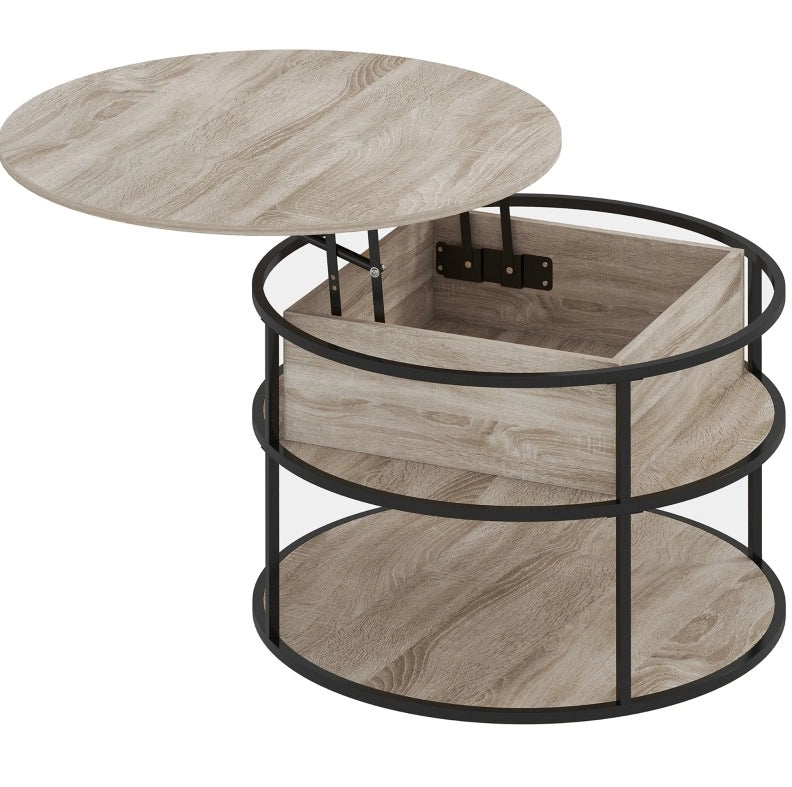 TAVOLINO da caffè rotondo elevabile 80 cm rovere