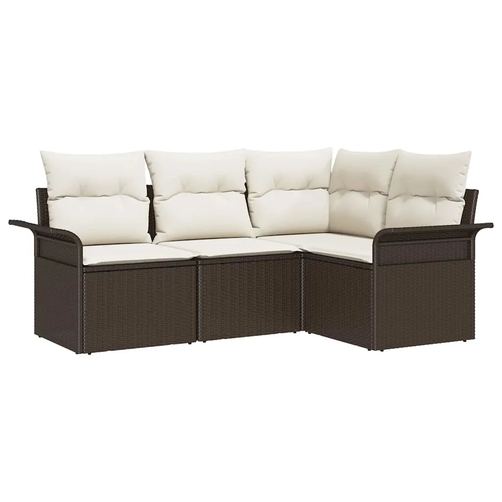 Set Divano da Giardino con cuscino 4 pz-Sofa da Giardino-Divanetto da esterno Marrone polyrattan 520530