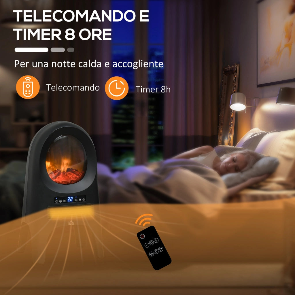 Termoventilatore Elettrico con 3 Modalità di Riscaldamento e Temperatura Regolabile, Stufetta per Casa e Garage, 33.7x25.5x60.4 cm, Nero