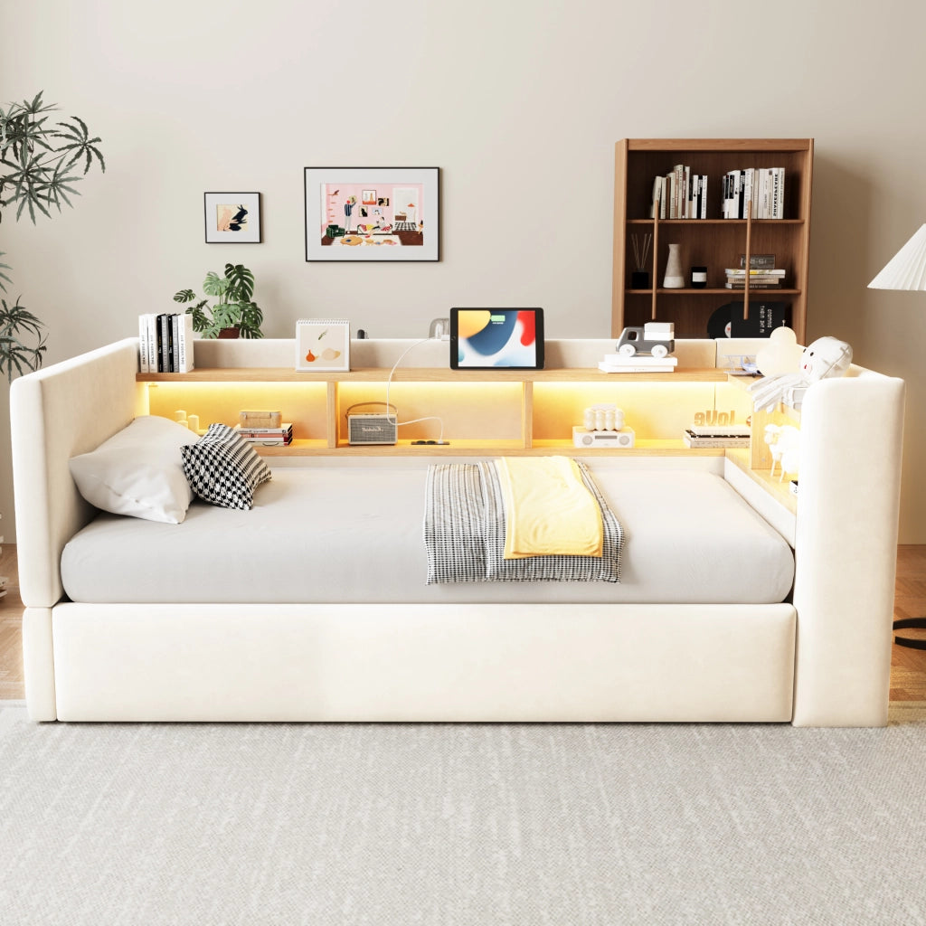letto imbottito flanella beige 90 x 190 cm
