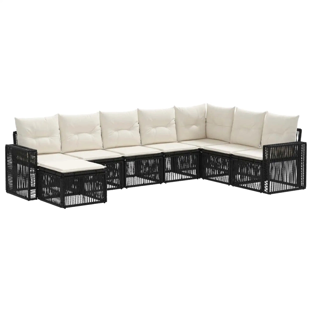 Set Divano da Giardino 8 pz Nero e Bianco Crema polyrattan 3435214