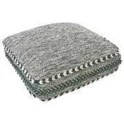 Cuscino da pavimento in cotone verde e bianco 60 x 60 x 12 cm Pouf quadrato con motivo geometrico boho moderno in tessuto