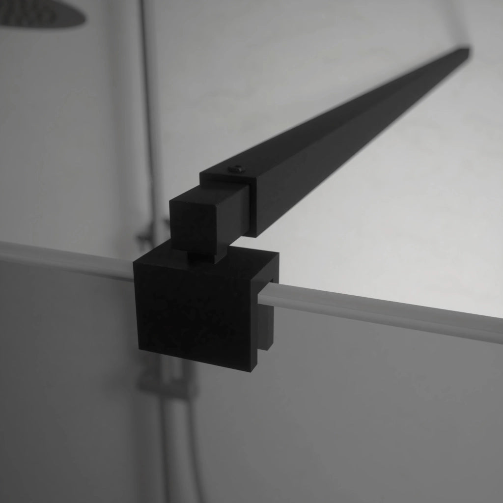 Doppio walk-in nero opaco 90x90 cm vetro 8mm fumè anticalcare h200 | Keros