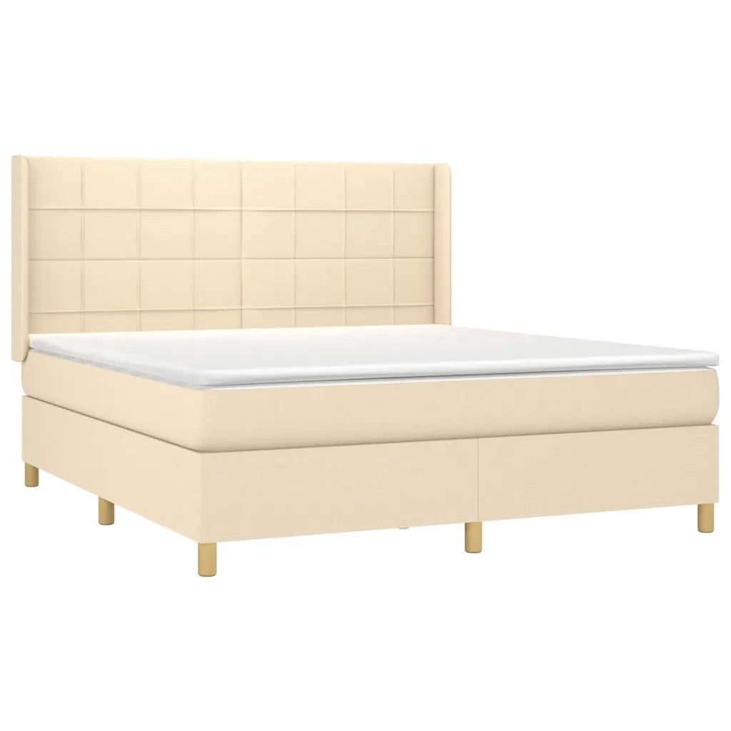 Letto a Molle con Materasso e LED Crema 180x200 cm in Tessuto 3138898