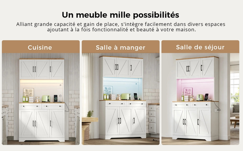 Mobiletto Alto in MDF 180x100x40 cm con illuminazione LED RGB, prese integrate e organizer estraibile