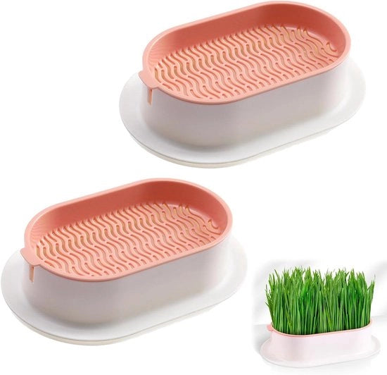 Bowl Germinazione Erba per Gatti - Set di 2 Tavoli per la Piantagione - Germinazione Senza Terra per Erba per Gatti per Uso in Casa e Ufficio