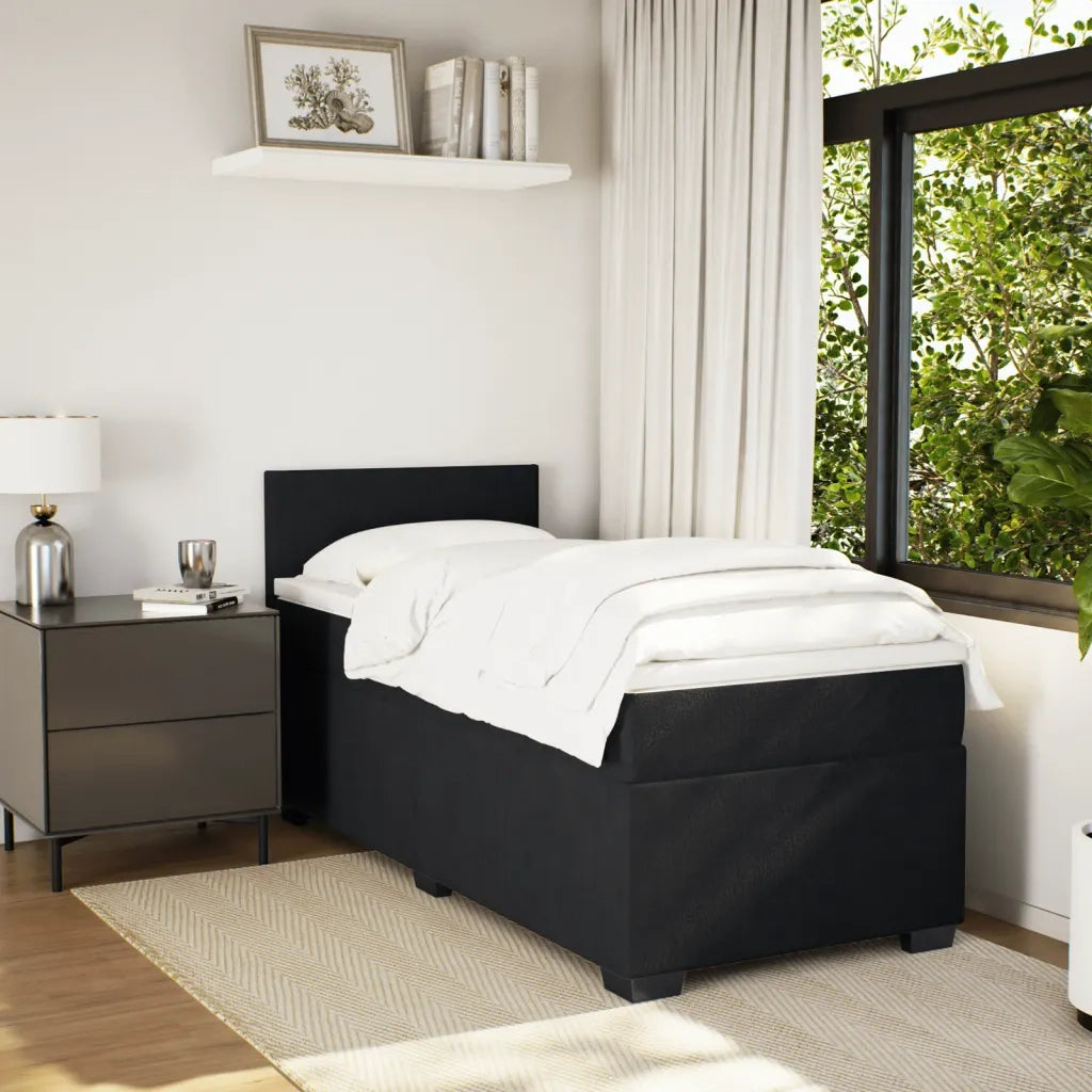 Giroletto a Molle con Materasso-Struttura Letto Nero 90x200 cm in Velluto 371638