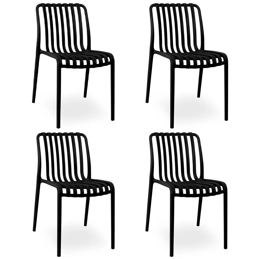 Sedia da esterno Iside in plastica resistente, modello comfort premium nera x4