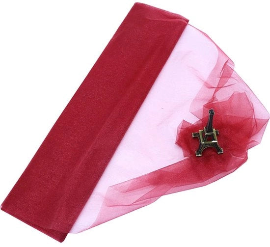 Tessuto di organza decorativo - 48 cm x 10 m - Rosso vino - Decorazione per matrimoni e feste - Manufatti in proprio