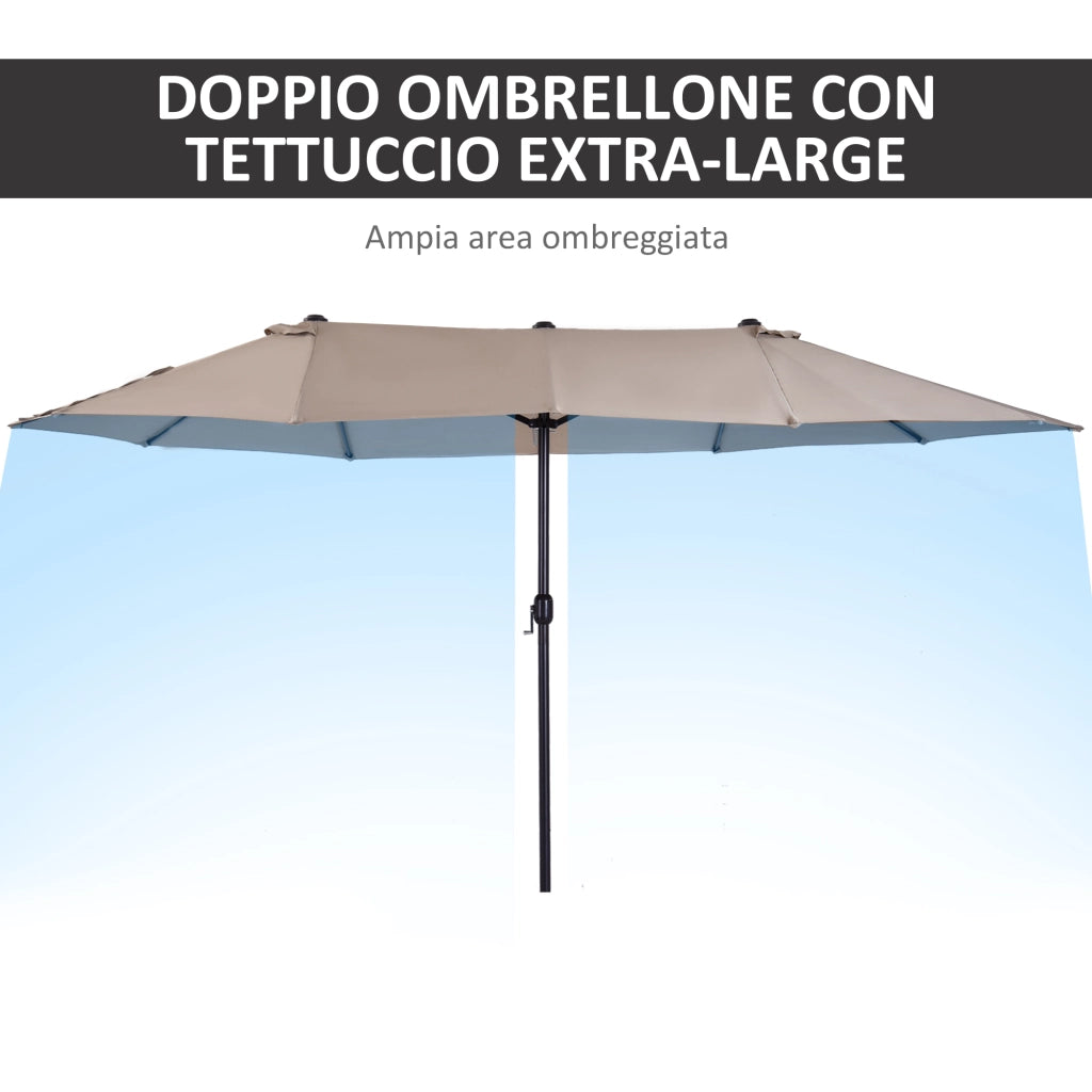 Ombrellone doppio da giardino ¨C Xylo ¨C acciaio e poliestere, apertura a manovella, 455x265x238cm