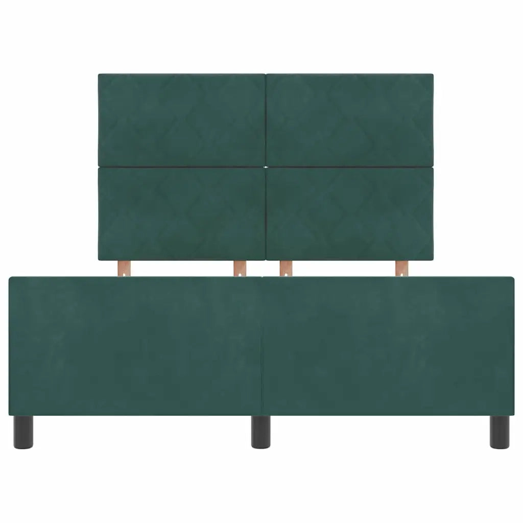 Letto a molle con testiera Verde Scuro 140 x 200 cm Velluto