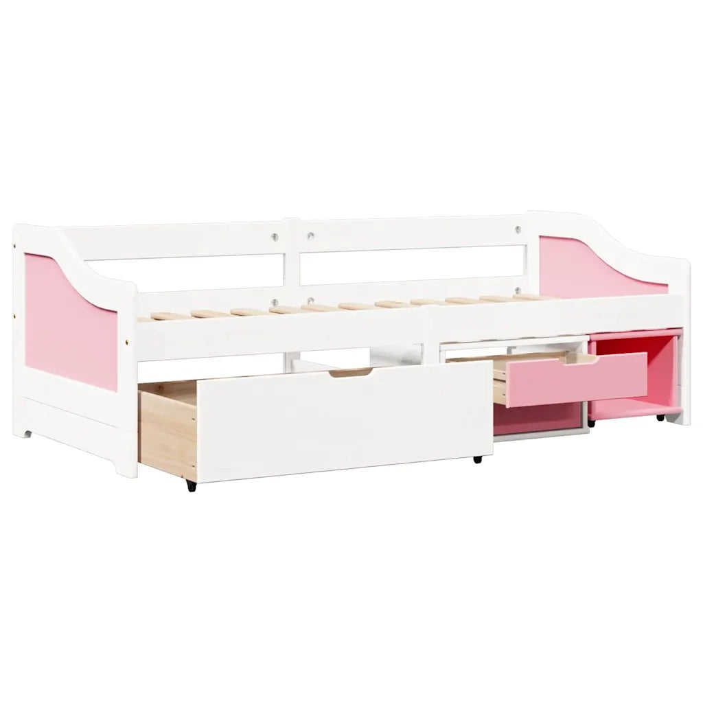 Dormeuse 3 Cassetti senza Materasso Bianco&Rosa 90x200 cm IRUN 3314685