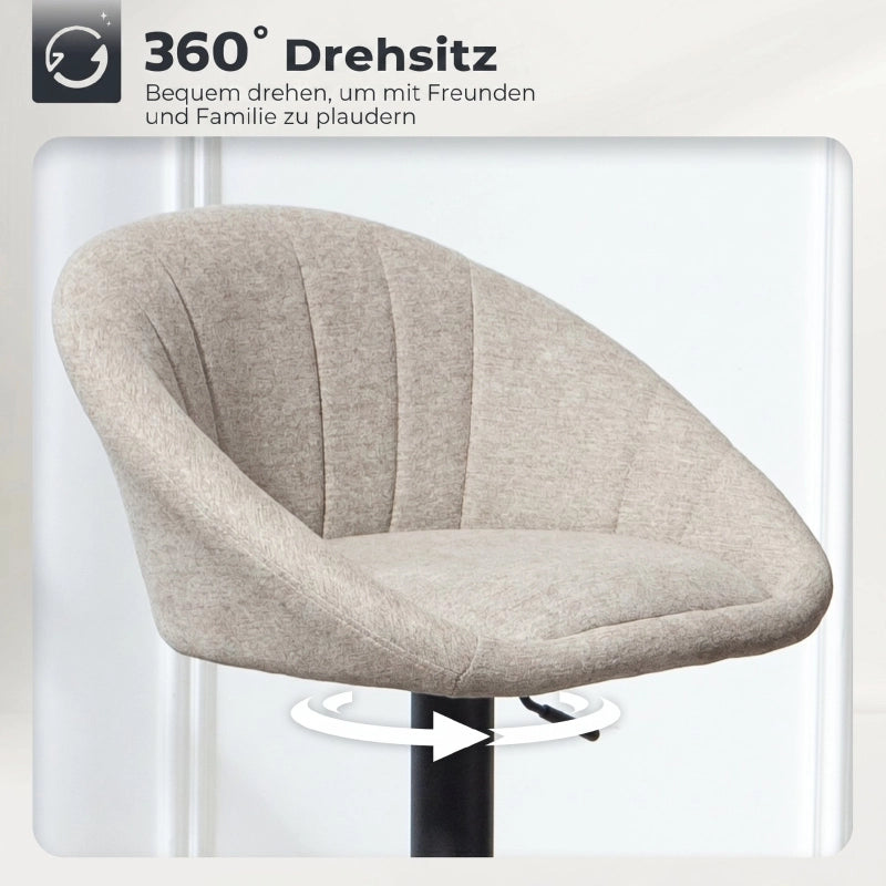 Set di 2 sgabelli da bar regolabili e girevoli con schienale e braccioli, beige