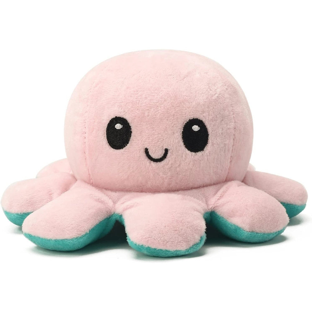 Trade Shop - Peluche Polpo Reversibile Sorridente Giocattolo Polipetto Faccia Triste Felice -