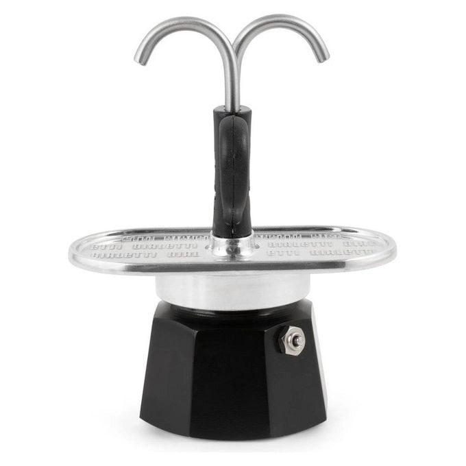 Bialetti 0007302-NP Mini Express Moka Caffettiera 2 tazze in alluminio con erogatore diretto colore Nero