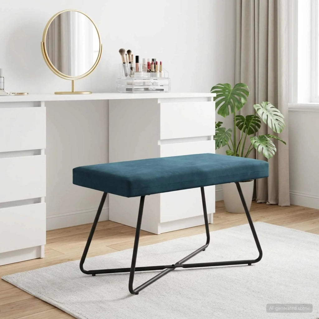 panchina Blu 80 x 40 x 45 cm Velluto 42038338