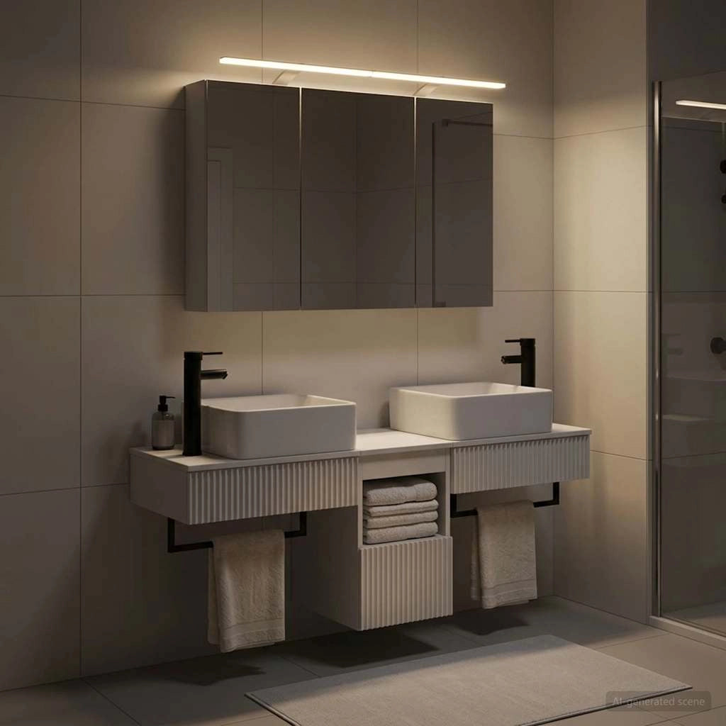 Set di Armadi da Bagno 4 pz Bianco Legno ingegnerizzato 3406295