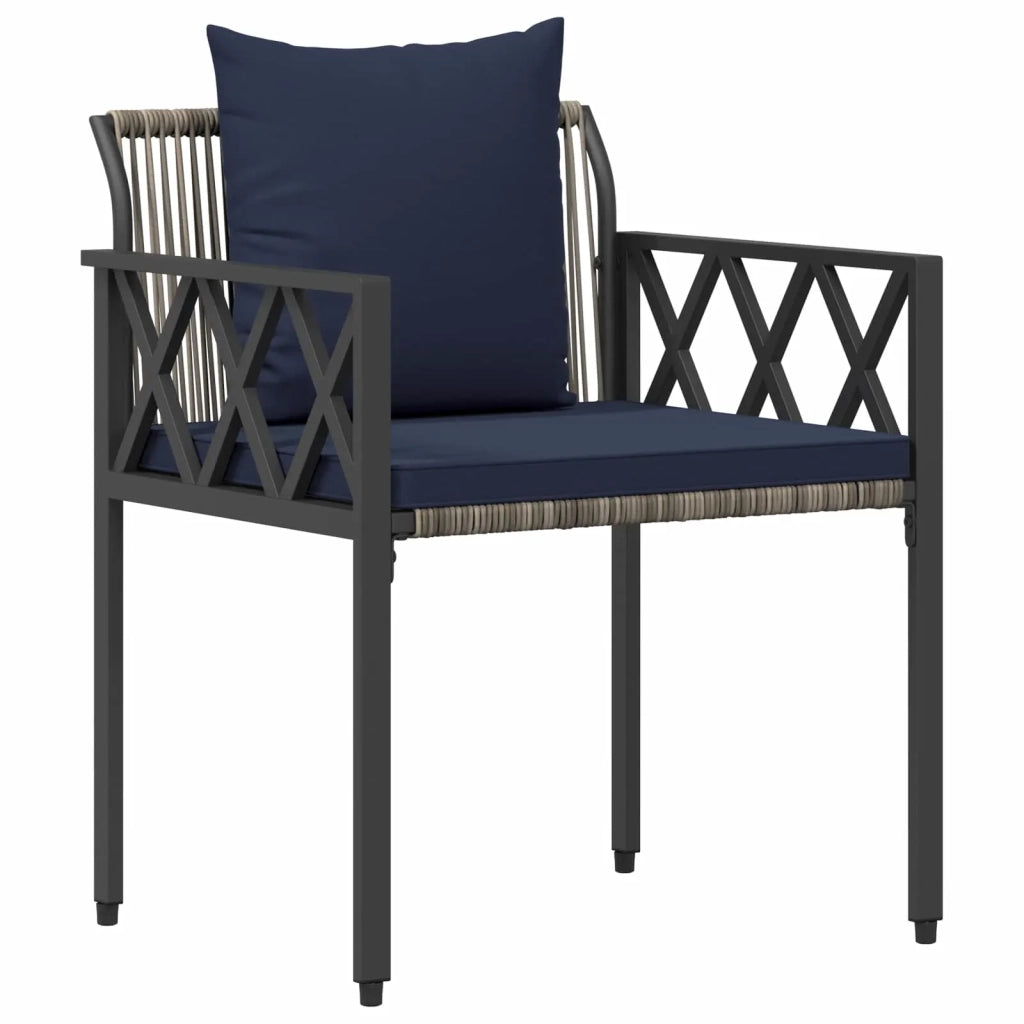 Set Mobili da Esterno 3 pcs Grigio e Blu Navy polyrattan 42025350